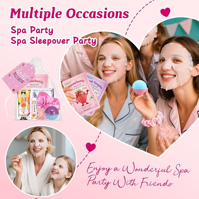 80PCS Spa Party Supplies for Girls, Include Facial Masks, Lip Balm, Hand Cream - Image 3