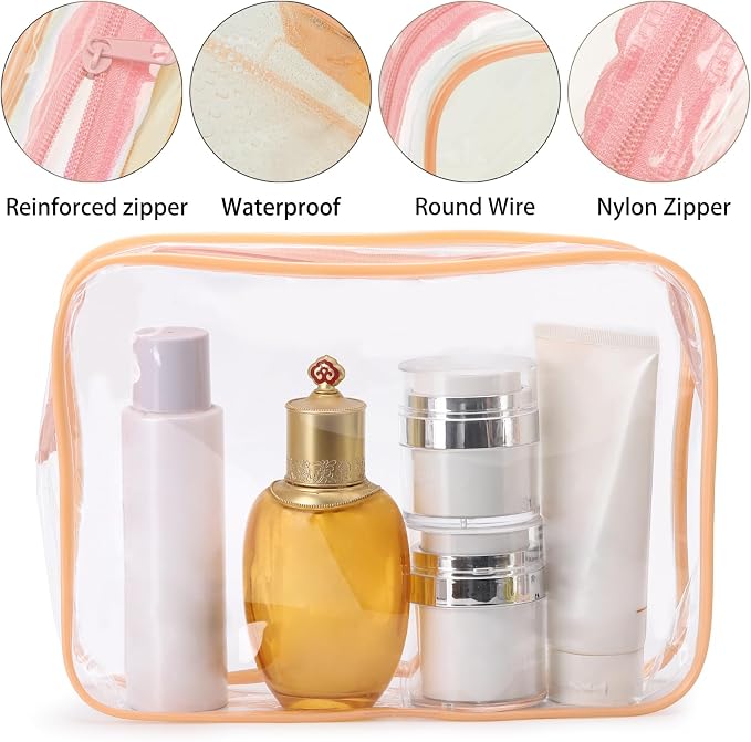 Tbestmax 10 Pack Clear Cosmetic Bags Makeup Bags Portable Waterproof TSA - Image 3