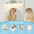 Honesorn 4-Light Bathroom Vanity Light Fixture, Brushed Nickel, Modern - Image 2