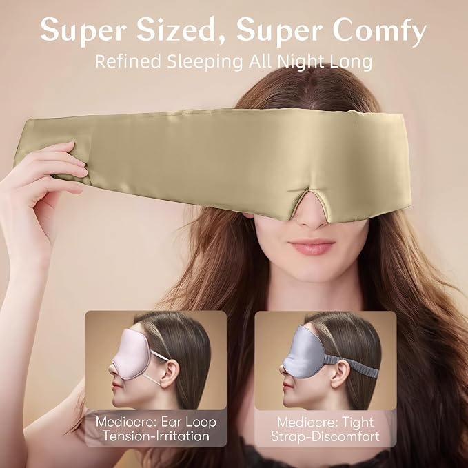 Silk Sleep Mask for Women and Men, Side Sleeper, 22 Momme Pure Mulberry Silk - Image 2