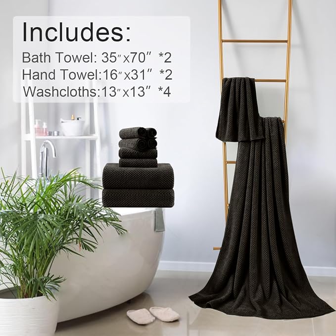 8-Piece Dark Coffee Bath Towels Set, 2 Oversized Large Bath Towels Sheet - Image 6