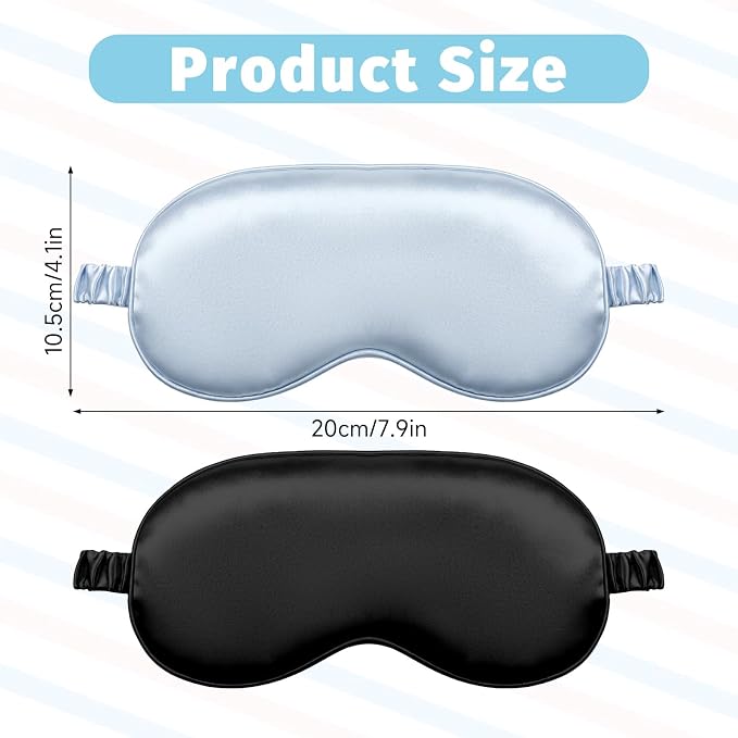 2Pcs Silk Sleeping Mask, Soft Breathable Blackout Eyeshade Comfortable - Image 2