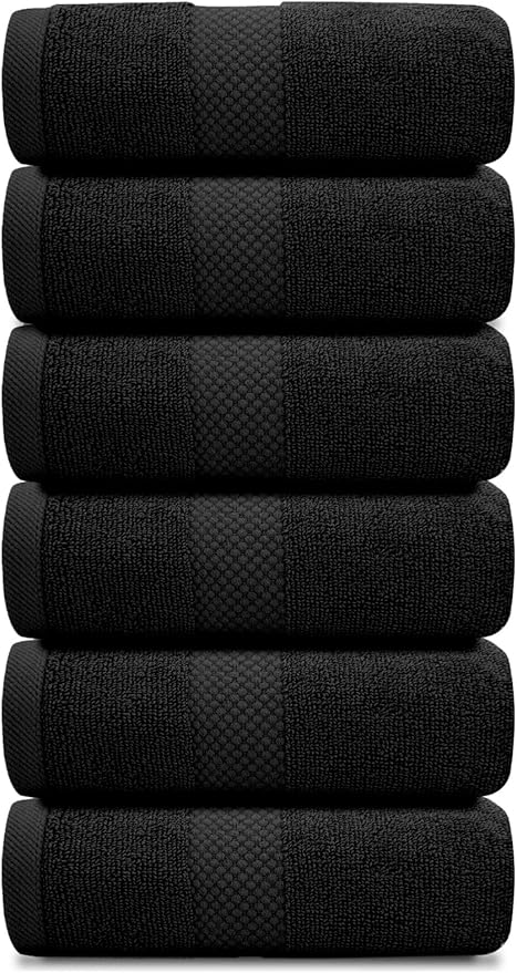 White Classic Luxury Black Hand Towels - Image 2