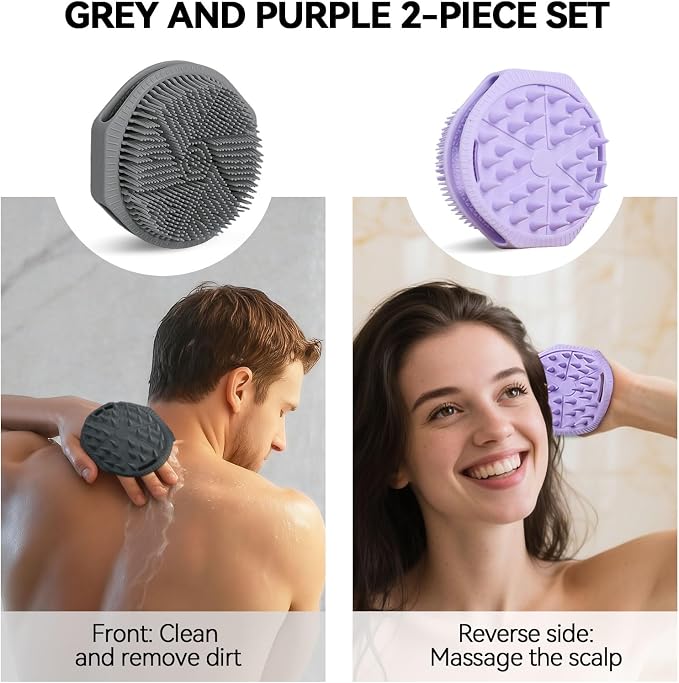 2-Pack Soft Silicone Dual-Sided Body Scrubber & Loofah | Gentle Exfoliating - Image 2