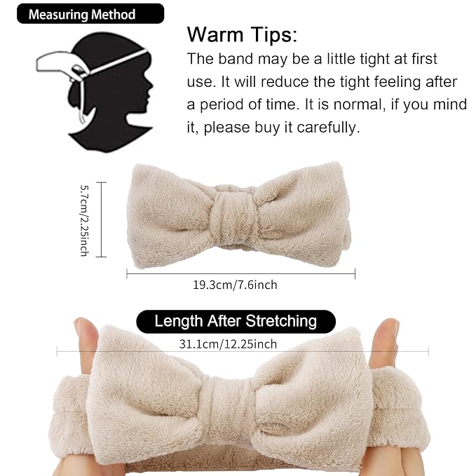 WHAVEL 6 Pack Spa Makeup and Facial Microfiber Bow Headbands - Image 6