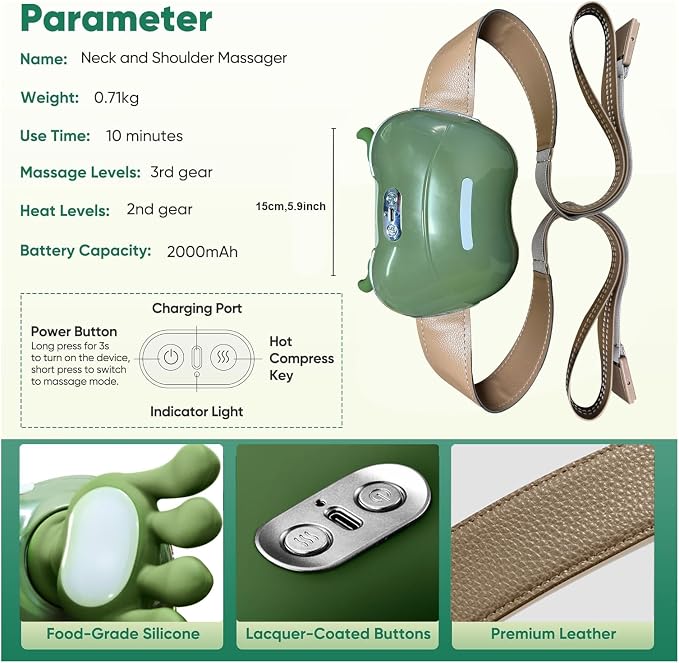 Bionic Heated Massager, Wireless Portable Shiatsu Neck and Back Massager - Image 6
