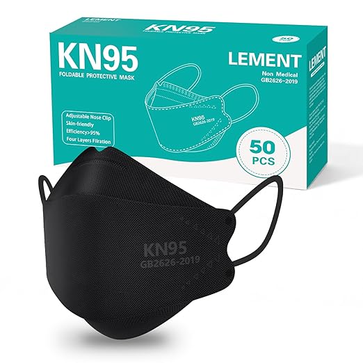 LEMENT KN95 Face Masks, 50 Pack Breathable Cup Dust Disposable Masks by Lement