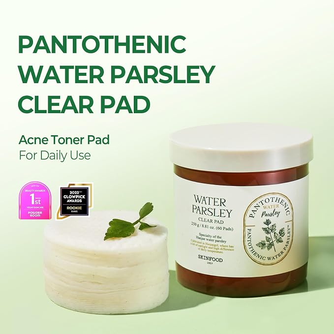 SKINFOOD Pantothenic Water Parsley Clear Toner Pad, Daily Exfoliating Pads - Image 2