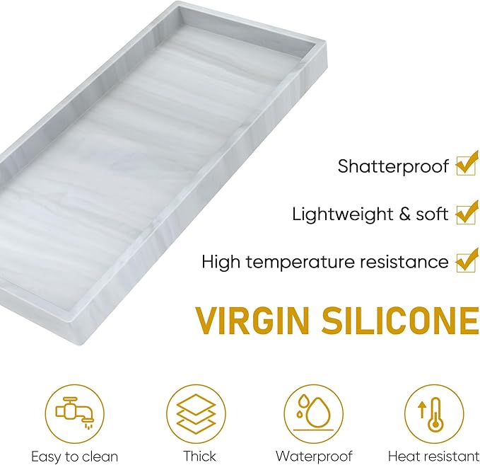 Bathroom Counter Tray, EG-SIPRO High-Grade Thickened Silicone Bathroom Vanity - Image 3