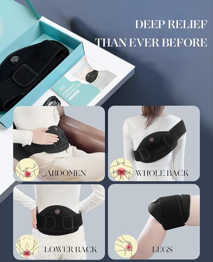 uncn Portable Heating Pad for Cramps, Back Pain Relief, 3000mAh Battery - Image 7