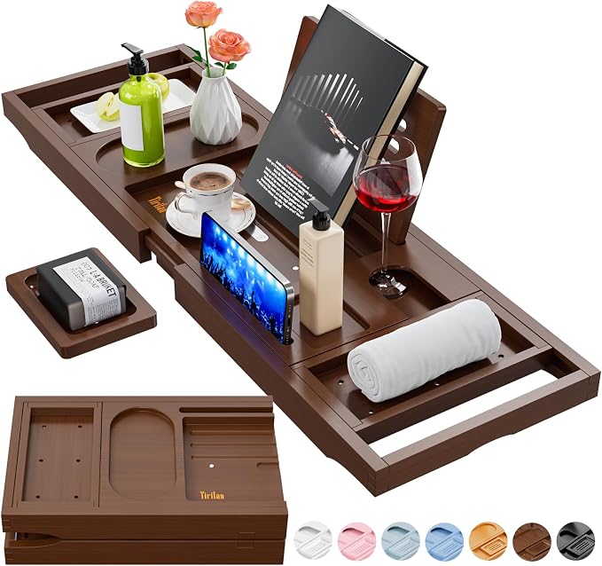 Yirilan Bathtub Trays for Tub, Bath Tray, Foldable Bathtub Caddy by Yirilan