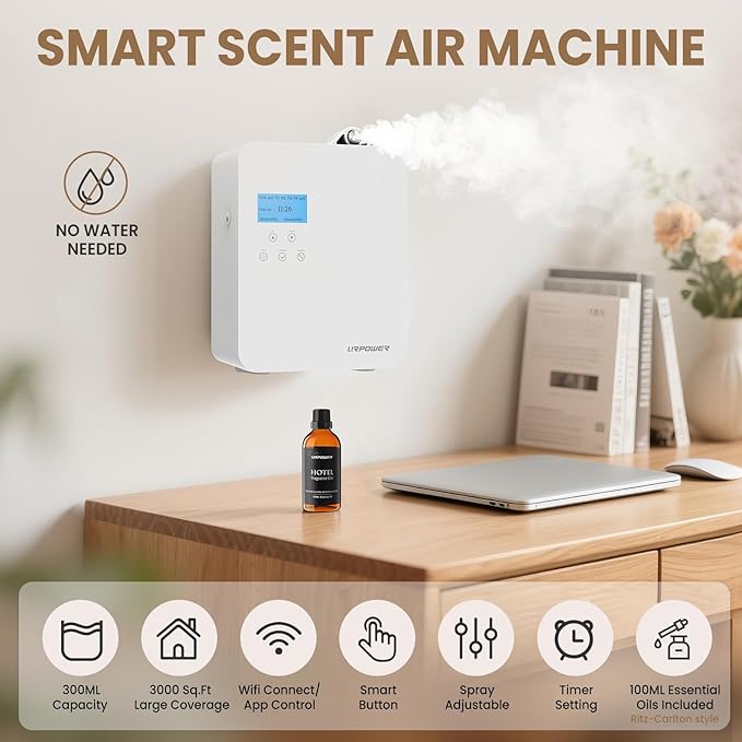 URPOWER 300ml Waterless Nebulizing Scent Diffuser Up to 3000 Sq Ft, Smart APP - Image 2