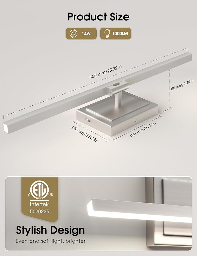 VOLISUN Modern Bathroom Vanity Light 24 inch, 14W Dimmable 5CCT Led Bathroom - Image 6