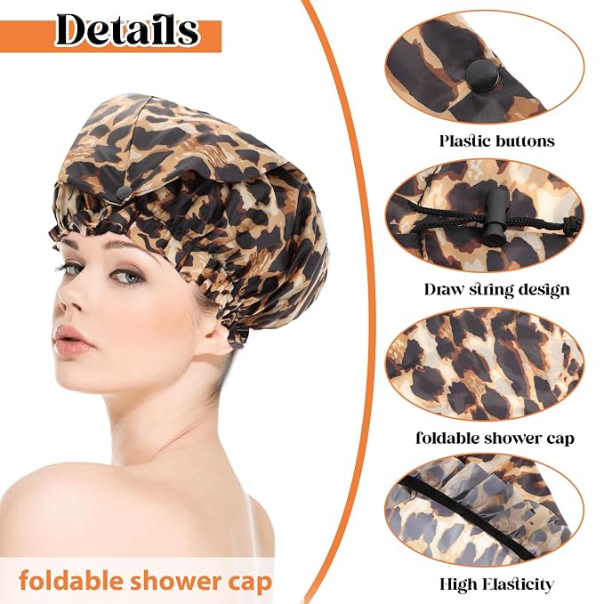 2 Pcs Large Shower Cap for Braids, Extra Long Shower Cap for Women Long Hair & - Image 3