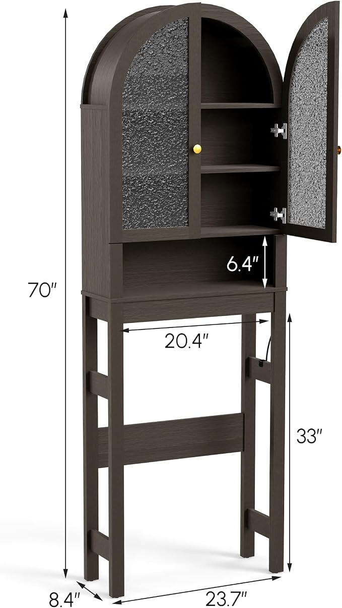 HMstone Over The Toilet Storage Cabinet, Arched Bathroom Organizer and Storage - Image 2