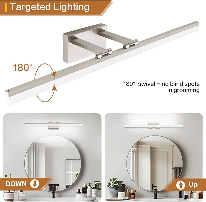 SOLFART 39.4 Inch 5 Color Temperature Dimmable Brushed Nickel Bathroom Light - Image 5