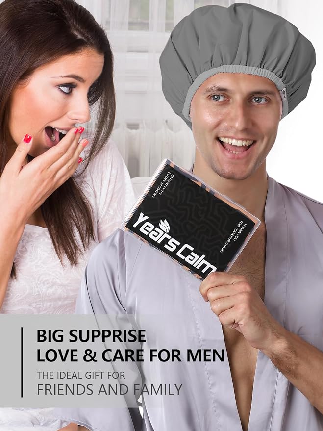 Years calm Men Shower Cap Reusable Waterproof, Dual-Layer Design, Double-Sided - Image 9