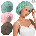3Pcs Shower Cap for Women Reusable Waterproof, Bath Cap for Long Hair, by KAFTERI