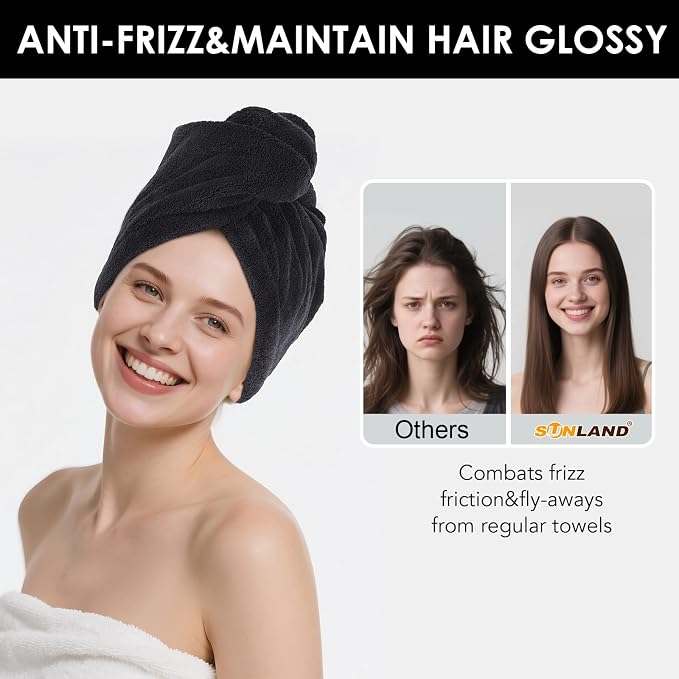 SINLAND Microfiber Hair Drying Cap Hair Towel Turban Twist - Image 6