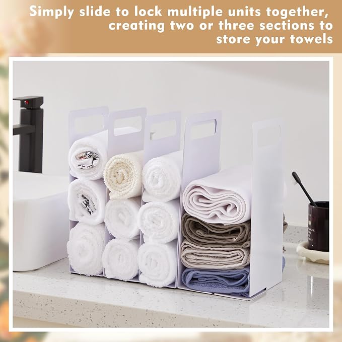 LEIFIDE Set of 2 Interlocking Towel Organizer Metal Bathroom Towel Storage Rack - Image 5