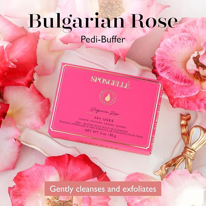 Spongellé Bulgarian Rose Pedi Buffer Bath Sponge | Exfoliating Foot & Heel - Image 2