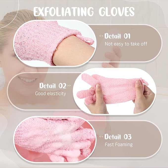 Didaey 104 Pcs Exfoliating Glove Bulk Shower Gloves - Image 3