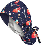 Satin Lined Scrub Caps with Buttons & Sweathand, Surgical Caps by Yuest