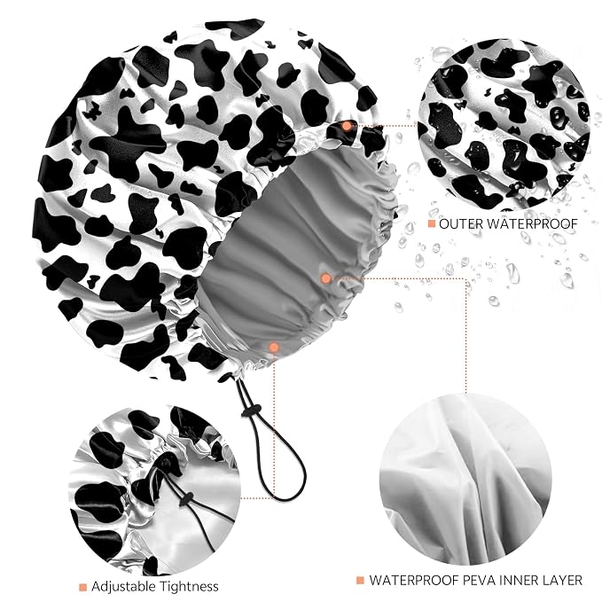Shower Cap Reusable Double Layer Adjustable Elastic Waterproof EVA Hair Bath - Image 3