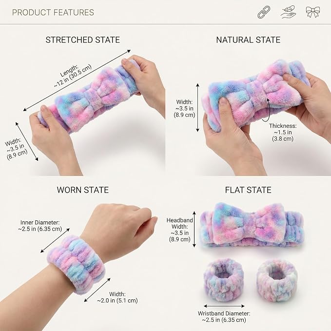 8 Pcs Spa Headband and Wristbands Set - Image 6