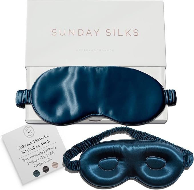 SUNDAYSILKS™ 3D Contoured Silk Sleep Mask | Padded Silk Eye Mask by ColoradoHomeCo