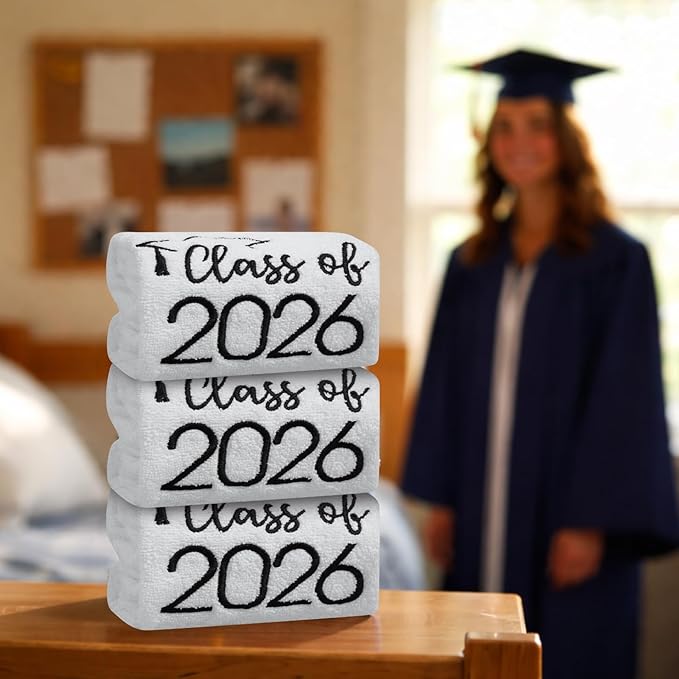 MASHAN Class of 2026 Graduation Hand Towels 3 Pack, 100% Cotton Soft Absorbent - Image 6