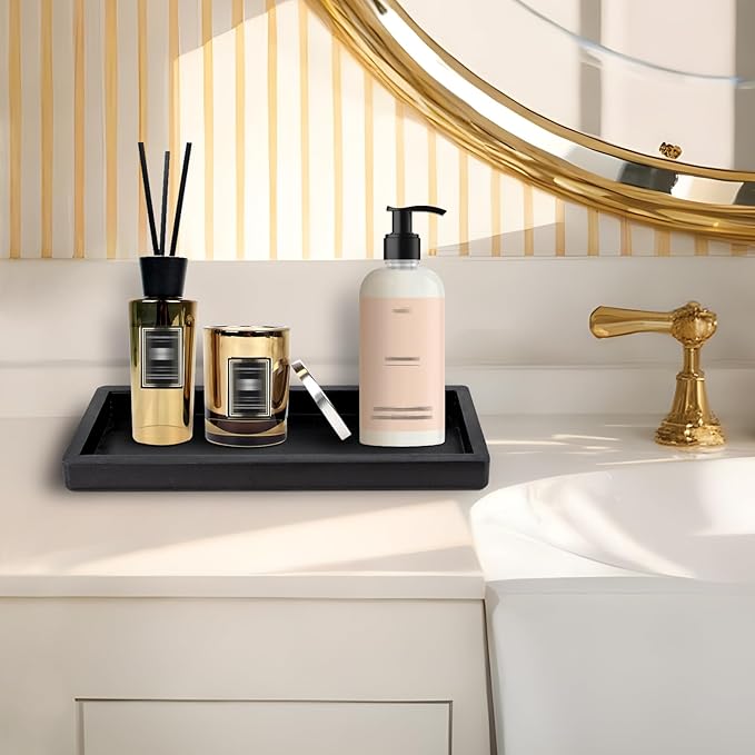 MAONAME Black Bathroom Vanity Tray, Rustic Long Narrow Tray, Rectangle - Image 4