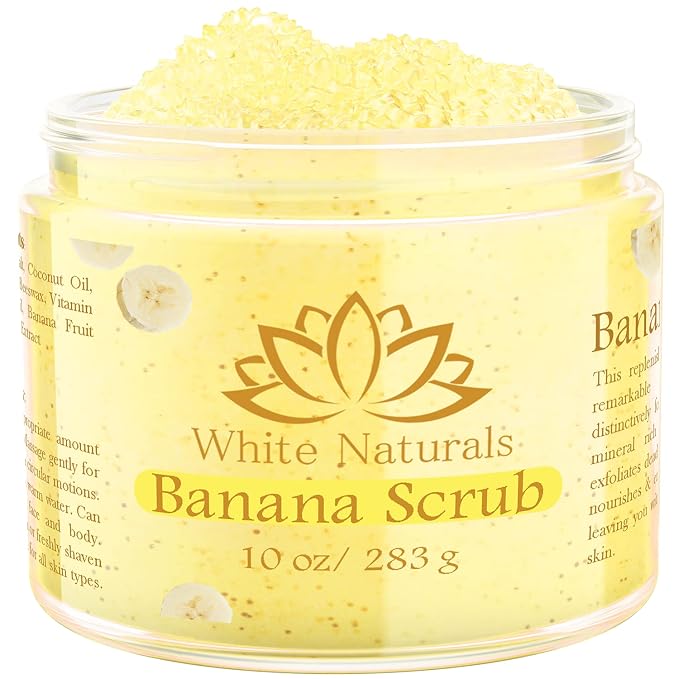 Organic Banana Body Scrub, Moisturizing and Exfoliating Salt Face & Body Scrub by WhiteNaturals