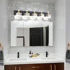 PRESDE Crystal 5 Light Bathroom Vanity Lights Modern Black and Gold Bathroom - Image 3