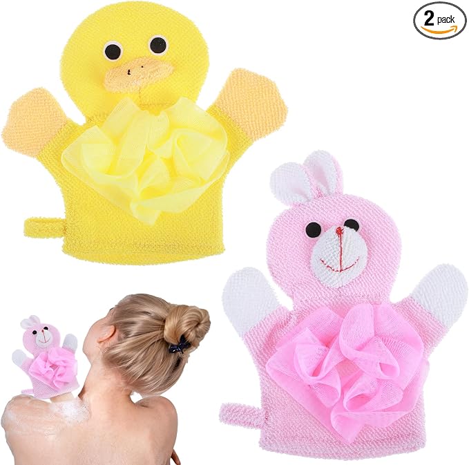 JIEYAO 2 Pcs Bath Mitt Washcloths Gloves, Cute Cartoon Exfoliating Glove Body by Unknown