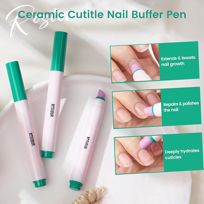 Ceramic Cuticle Oil Pusher Pen: 3-in-1 Nail Cuticle Buffer Pens - Image 6