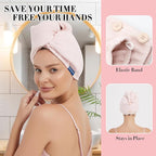 Hair Towel Wrap 2 Pack for Women, Super Absorbent Ant Cloth Fabric Hair Drying - Image 2