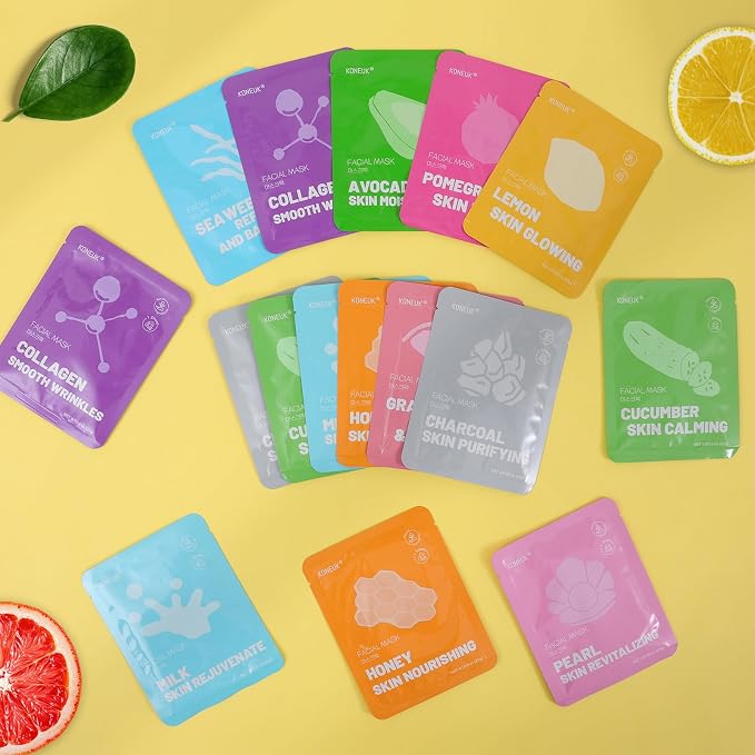 KONEUK 120 Pack Collagen Essence Sheet Face Masks Skincare, Moisturizing & - Image 7