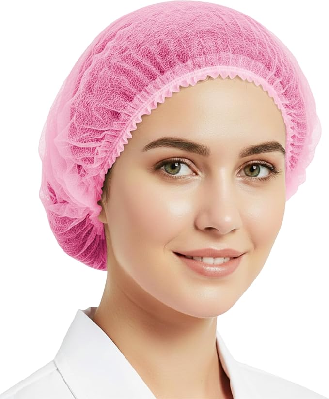 Disposable Bouffant Caps 21 Inch Non Woven Hair Net Elastic Head Cover by C-Cure