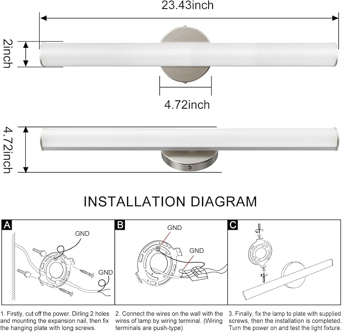 OOWOLF 24inch Bathroom Vanity Light 2-Pack, 16W Bathroom Lights Fixture - Image 7