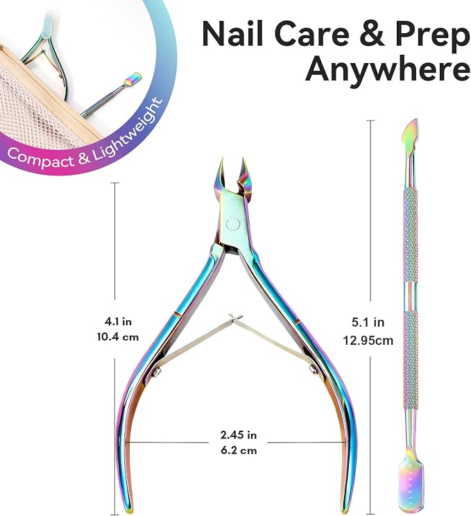 Makartt Cuticle Trimmer: Cuticle Nipper and Cuticle Pusher Set, Rainbow - Image 6