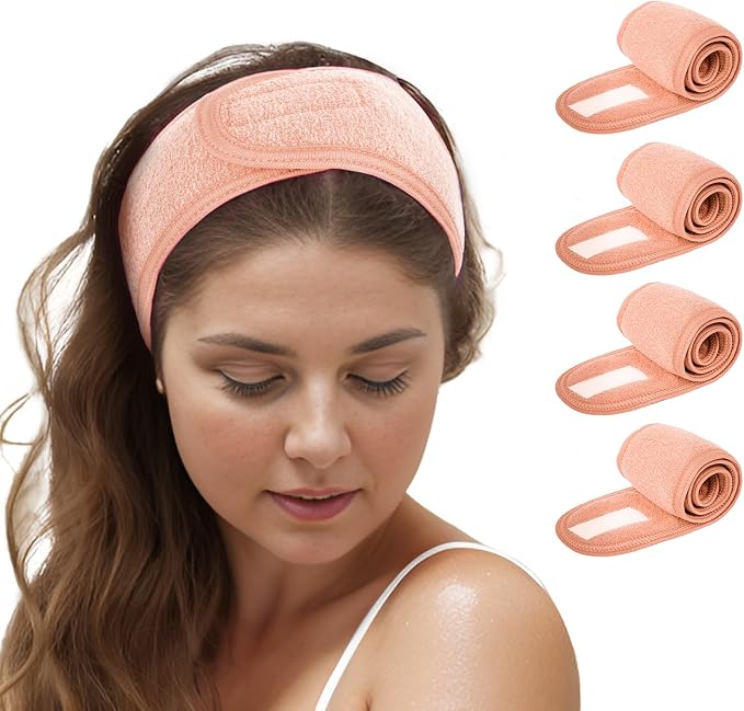 TopTie 4PCS Spa Facial Headband Skincare Makeup Head Wrap Adjustable Terry by TOPTIE