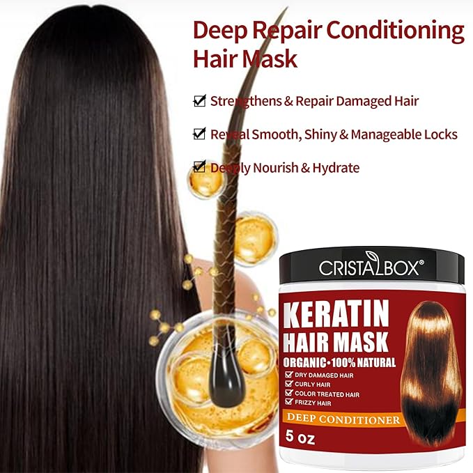 2 Pack Collagen Hair Mask & Keratin Hair Mask, Keratin Hair Treatment, Repair - Image 2