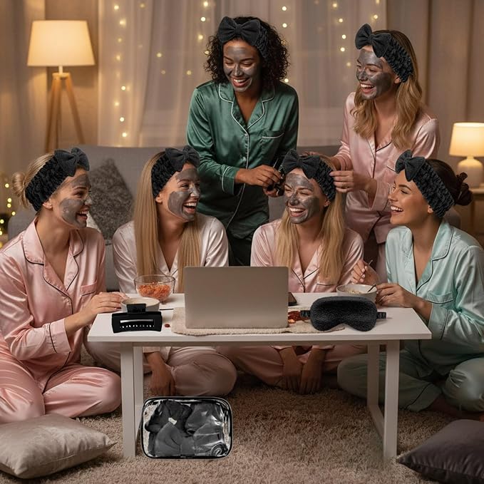 Hoteam 24 Pcs Spa Party Favors Supplies 6 Spa Headband 6 Plush Sleep Eye Mask 6 - Image 6