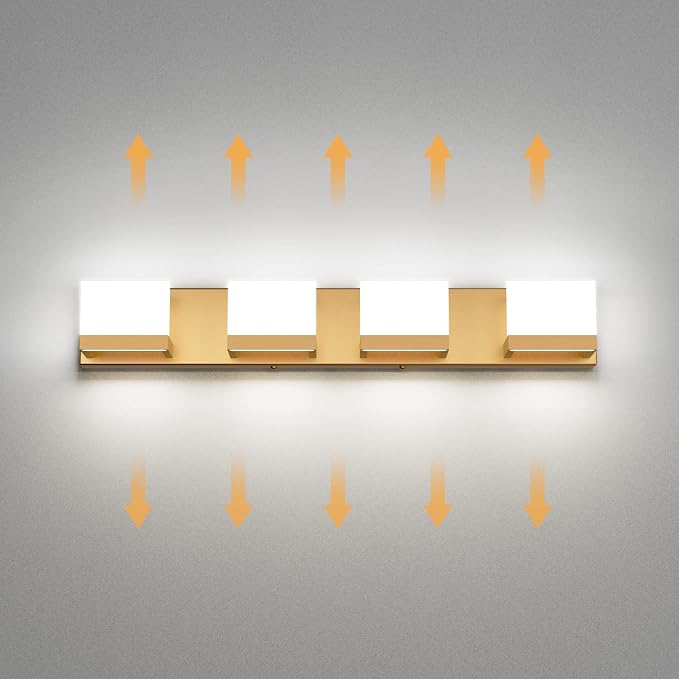 Tipace Gold Vanity Lights for Bathroom Modern LED 4 Lights Bathroom Vanity - Image 5