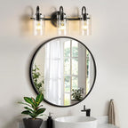 3 Lights Vanity Lights, Matte Black Bathroom Wall Light Fixtures over Mirror - Image 4