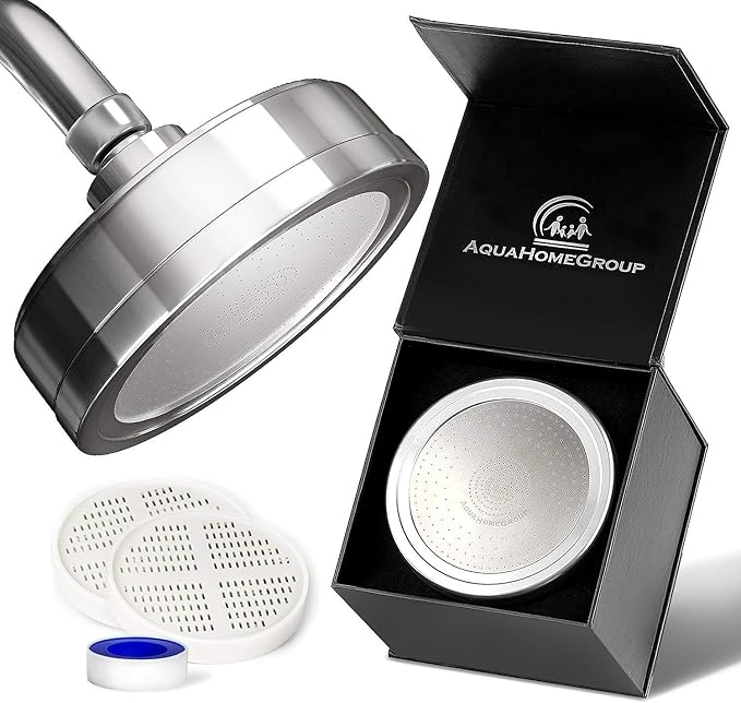 AquaHomeGroup - Filtered Shower Head Chrome & 2 x cartridges by Aquahomegroup