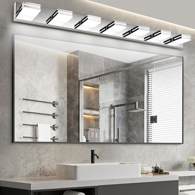 SineRise LED Modern Bathroom Vanity Light Fixtures, Chrome Modern Acrylic - Image 6