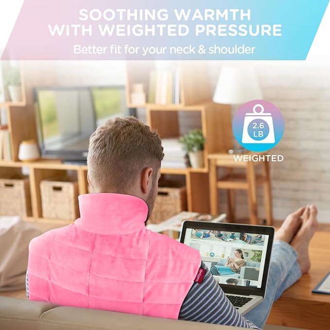 Comfytemp Heating Pad for Neck and Shoulders and Back, 2.6lb Weighted Electric - Image 2