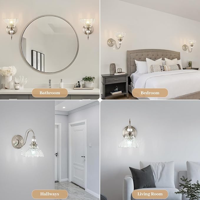 1 Piece Brushed Nickel Finish Wall Sconce, 1-Light Modern Wall Sconce - Image 5